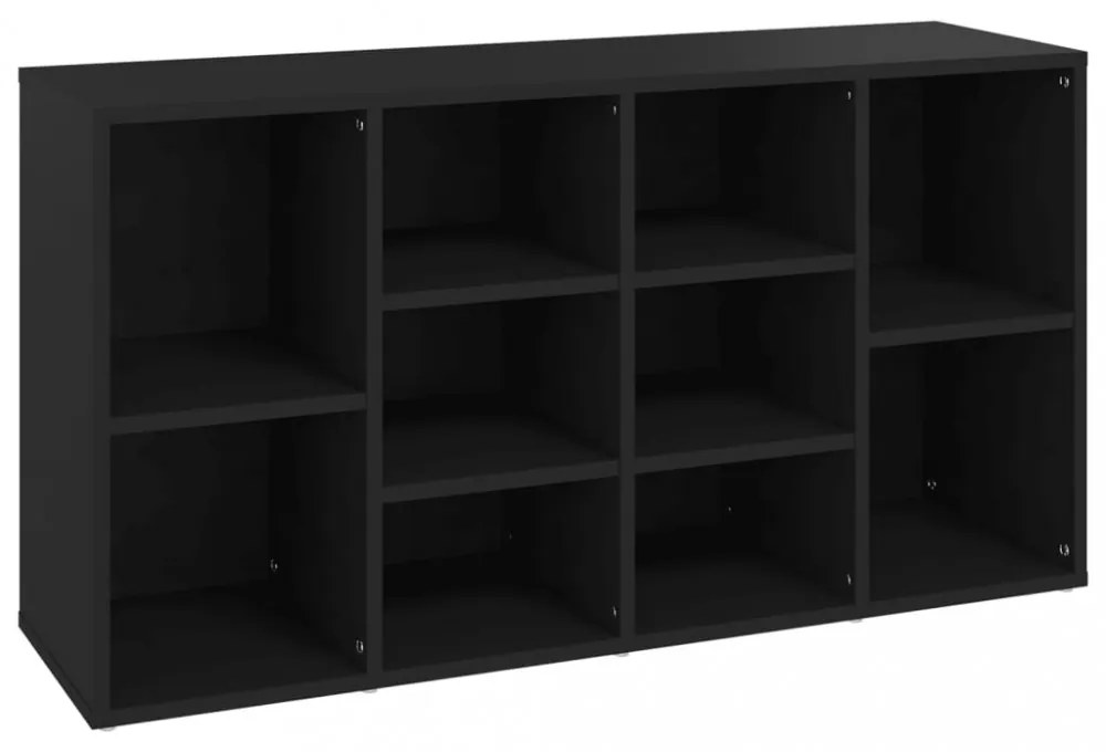 fekete szerelt fa cipőtároló pad 103 x 30 x 54,5 cm