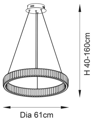 Endon 102255 - LAGUNA LED kábelre függesztett, fényerőszabályozható csillár LED/36W/230V, fényes króm