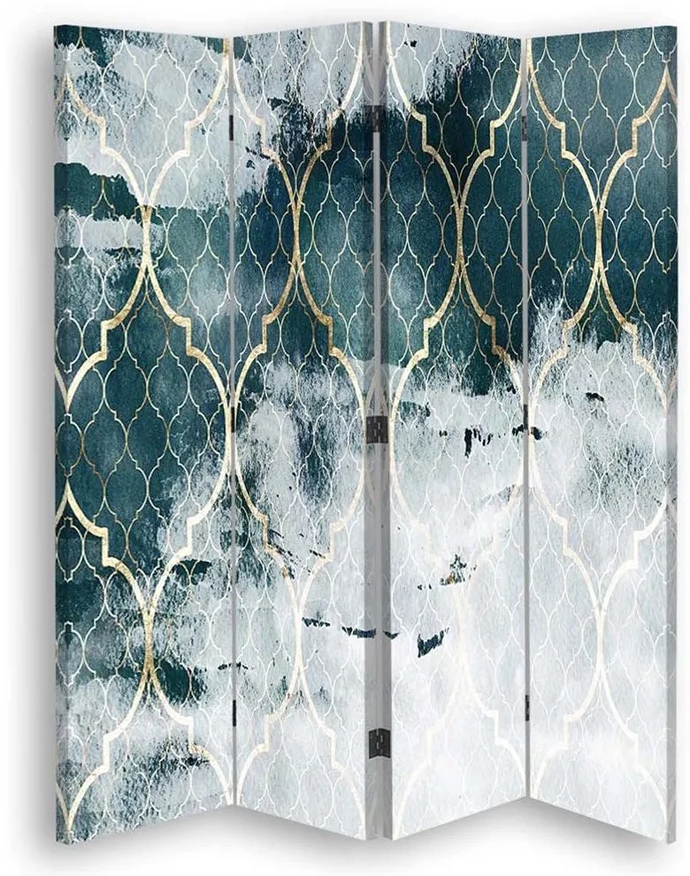 Gario Paraván Marokkói lóhere türkizkék színben Méret: 145 x 170 cm, Kivitelezés: Klasszikus paraván