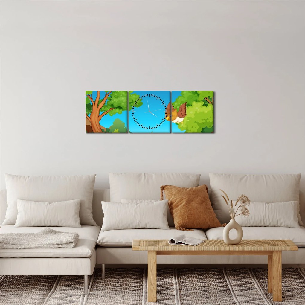 Kép - vidám baglyok (órával) (90x30 cm)