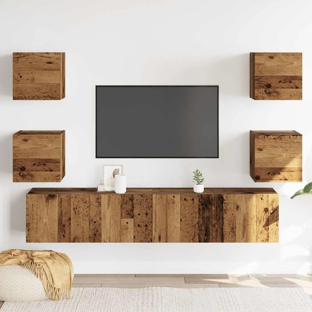 falra szerelhető TV szekrények 6 db régi fa fűrészelt fa