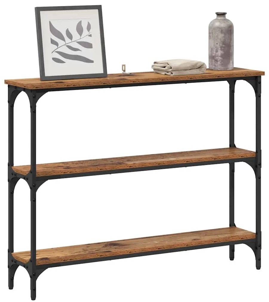 Konzolasztal Régi fa 100 x 22.5 x 75 cm Műgyanta fa és Fém