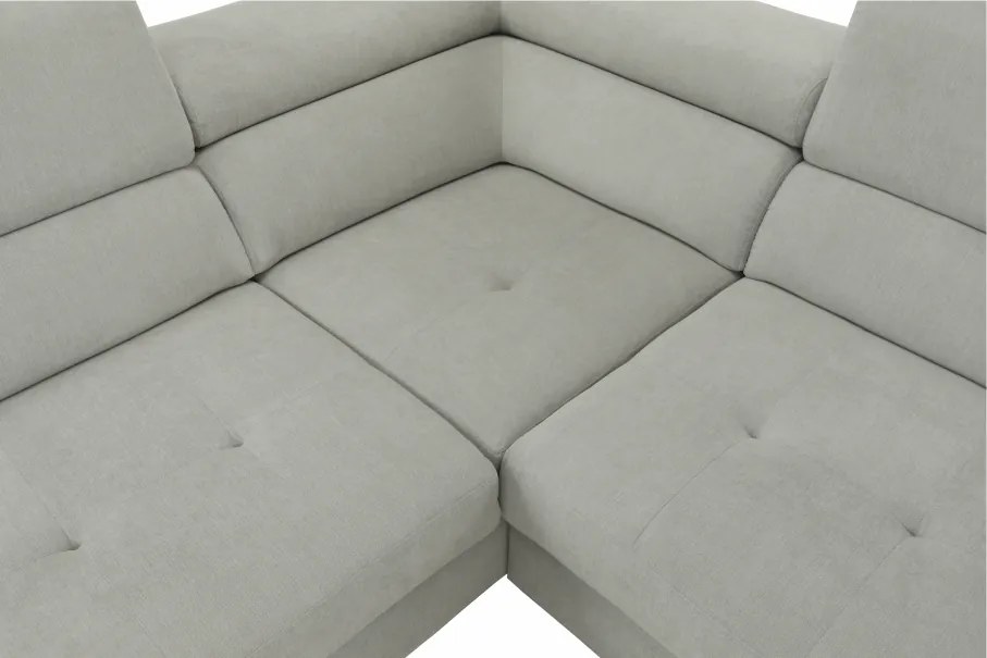 Ülőgarnitúra tárolóhellyel, világosszürke, szövet, balos, BUTON R