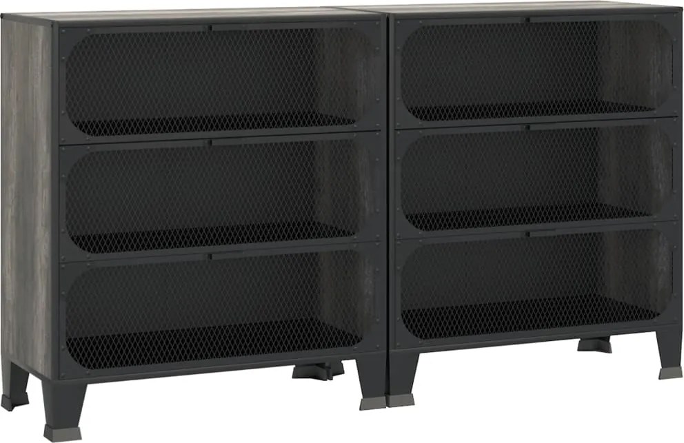 vidaXL 2 db szürke fém és MDF tárolószekrény 72 x 36 x 82 cm