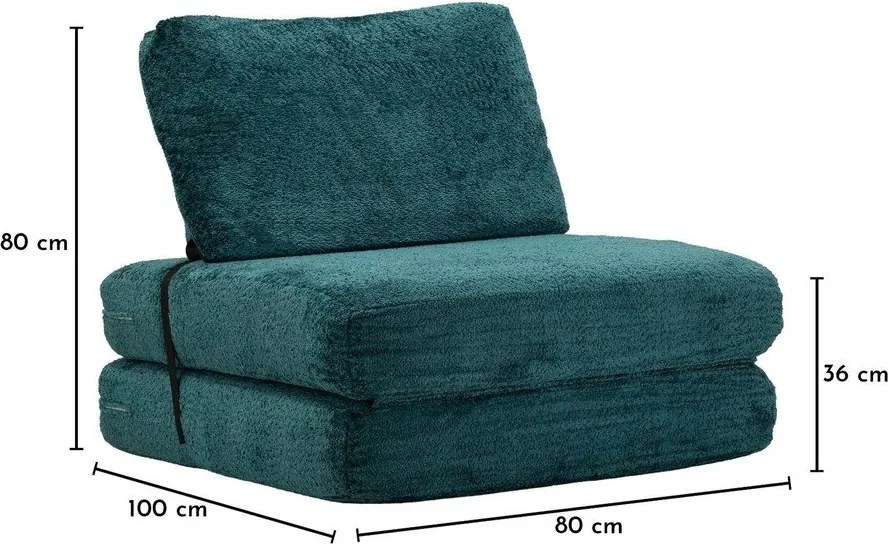 Kékeszöld kinyitható buklé fotel Faster – Mauro Ferretti