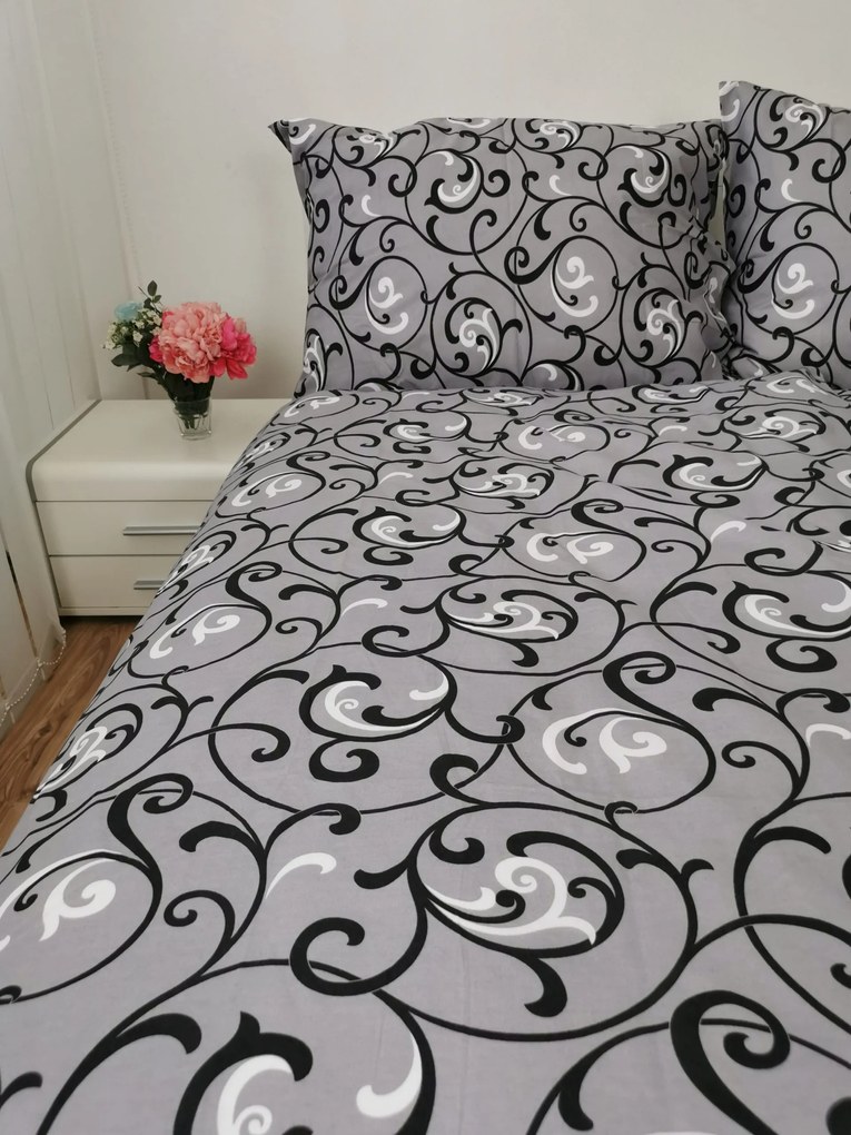 Pamut lepedők Ornament szürke TiaHome - 1x Párna 90x70cm, 1x Paplan 140x200cm