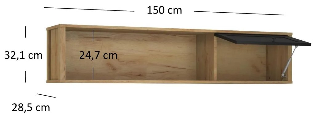 Függesztett polc Bruselas (tarany craft (tölgy + fekete). 1116785