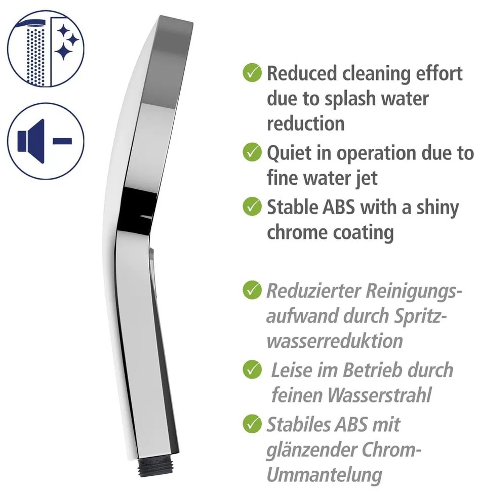 Fényes ezüstszínű rozsdamentes acél zuhanyszett 120 cm Soft Water – Wenko