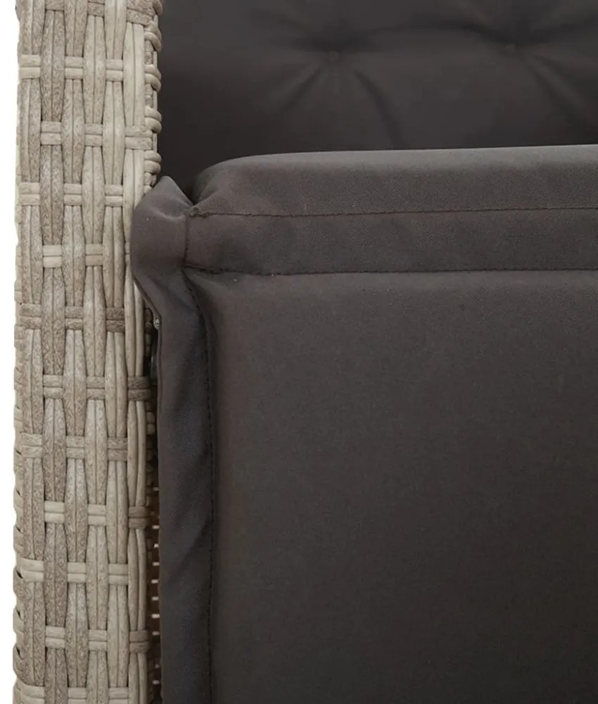 2 db világosszürke polyrattan dönthető kerti szék lábtartóval