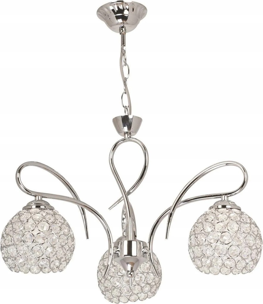 Hármas csillár W-a 1537/3 Ch, kristály gömbök finom hurkokon