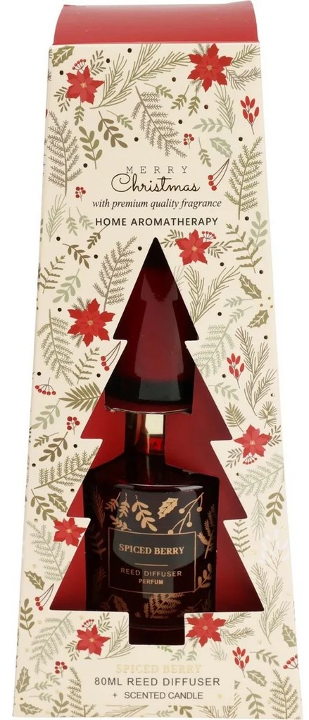 Merry Christmas, Spiced berry ajándék diffúzor és gyertya szett, 2 db