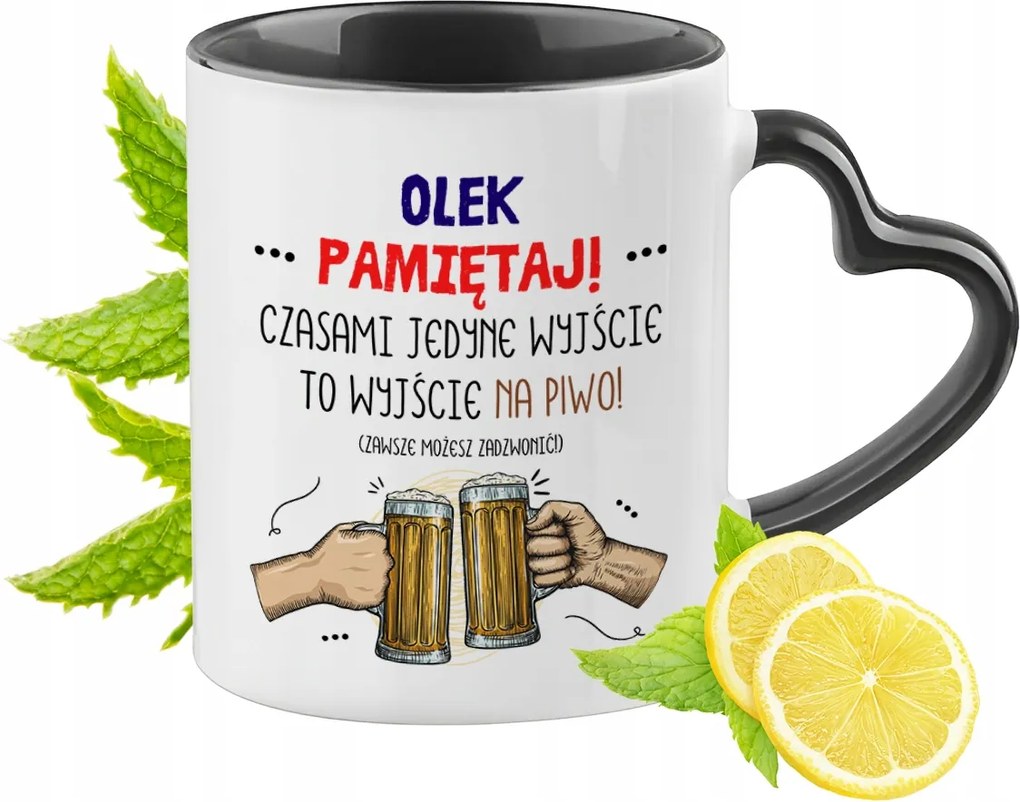 Olka Bögre Fekete Szív Alakú Füllel Ajándék Nyomtatott