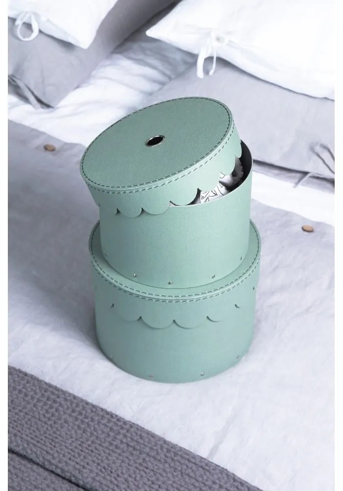 Kékeszöld fedeles karton tárolódoboz szett 2 db-os ø 26x17,5 cm Wilma Canvas Paper Laminate – Bigso