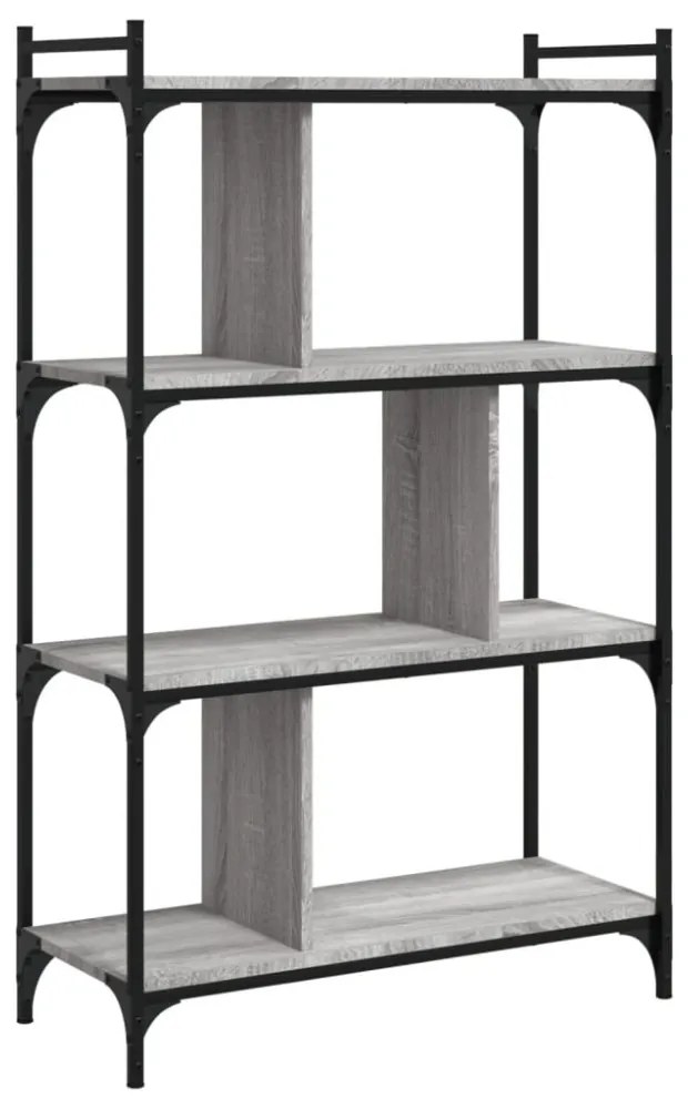 4 szintes szürke sonoma színű fa könyvespolc 76 x 32 x 123 cm