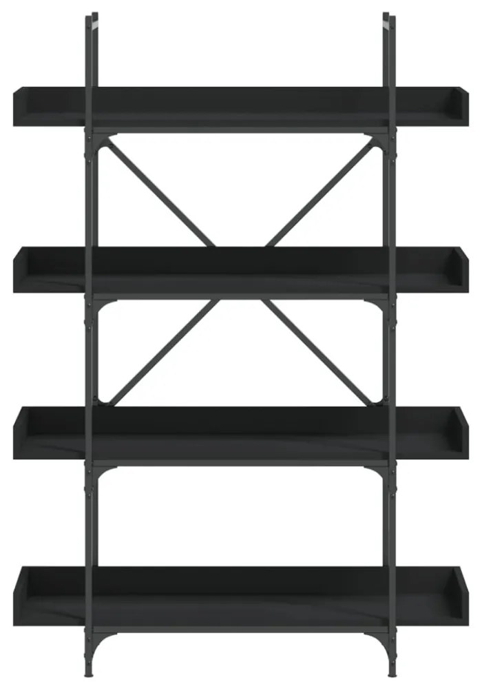 4-szintes fekete szerelt fa könyvespolc 100 x 33 x 145,5 cm