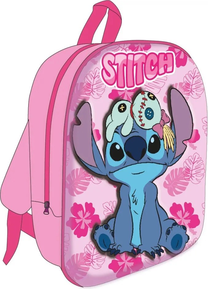 Disney Lilo és Stitch, A csillagkutya Pink Mischief 3D hátizsák, táska 30 cm