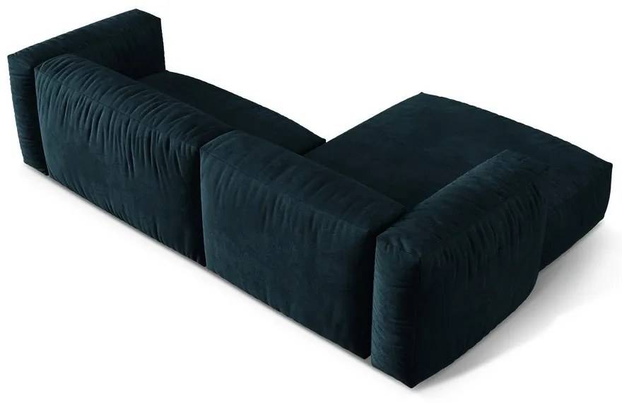 Sötétkék bársony moduláris sarokkanapé (bal oldali-heverő résszel) Martina – Micadoni