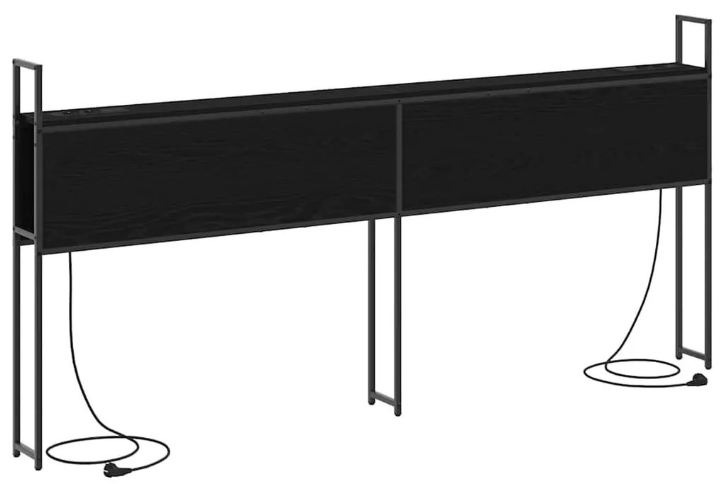 Tárolós Fejtámla Töltő Állomással Musta tammi 200 cm Faanyag