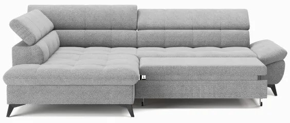 Szürke, balos, L-alakú MARANO sarokkanapé ággyá nyitható