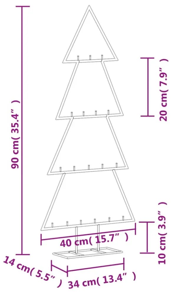 vidaXL fekete fém karácsonyfa dekorációhoz 90 cm