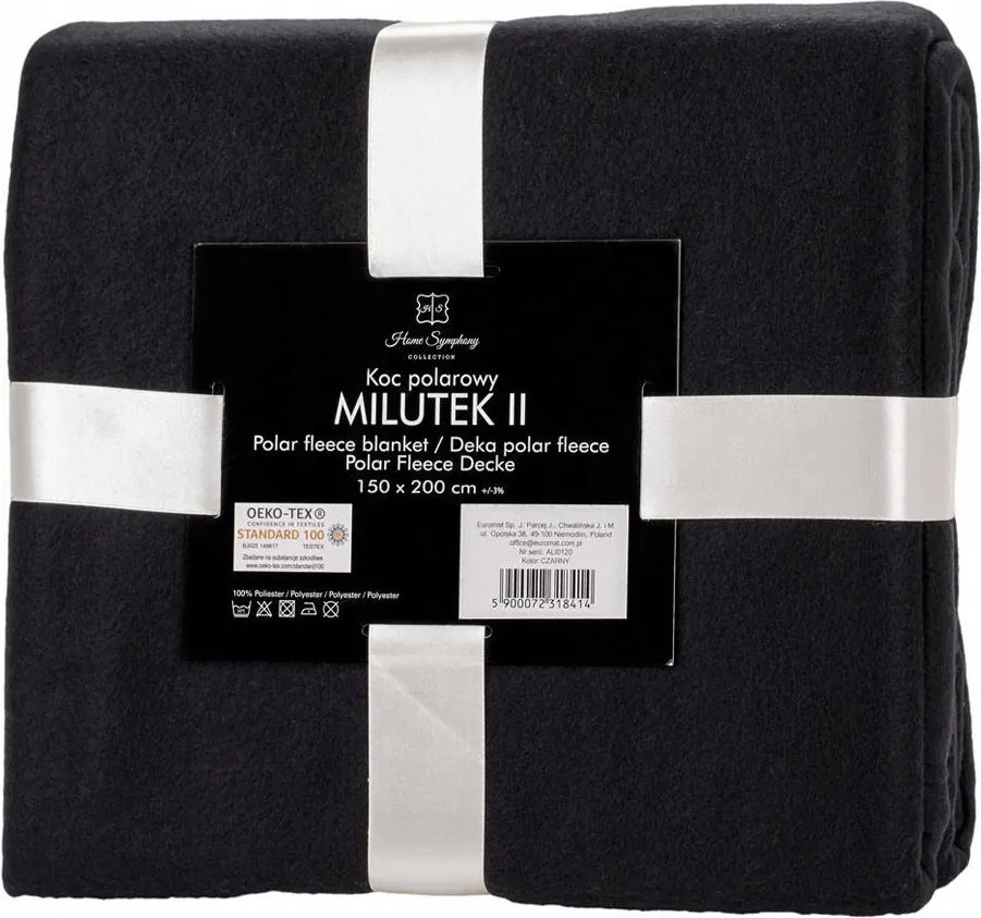 Milutek Polár Takaró Fekete Egyszínű 130x170 cm