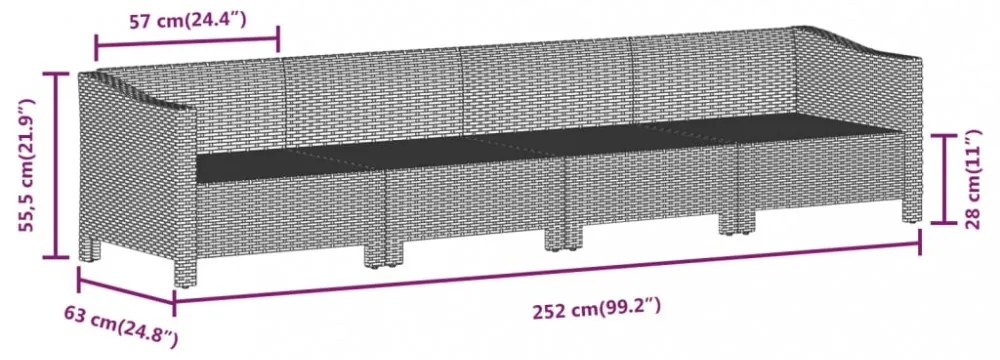 vidaXL 11 részes szürke polyrattan kerti ülőgarnitúra párnákkal
