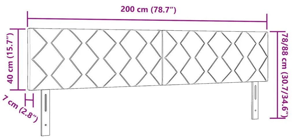 Fejtámla Gyémántblokk Design Sötétszürke 200 cm Szövet