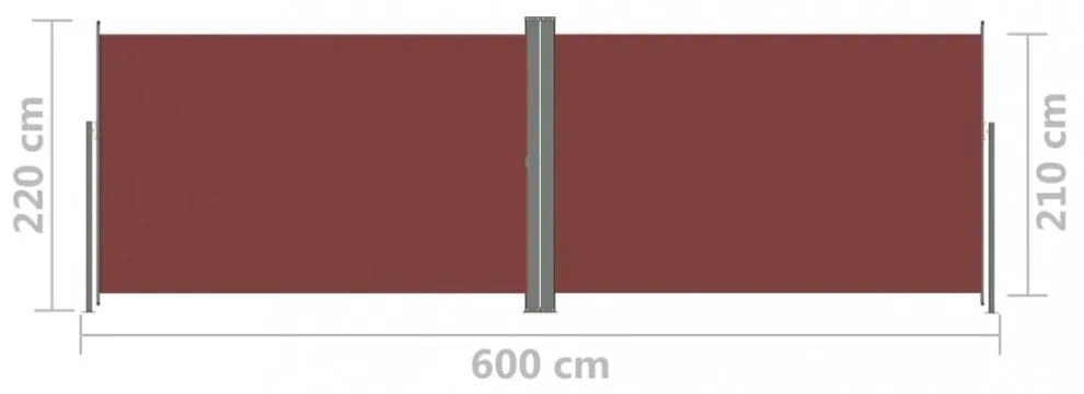 barna behúzható oldalsó napellenző 220 x 600 cm