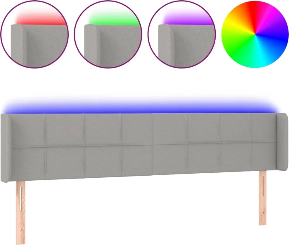 vidaXL világosszürke szövet LED-es fejtámla 203 x 16 x 78/88 cm