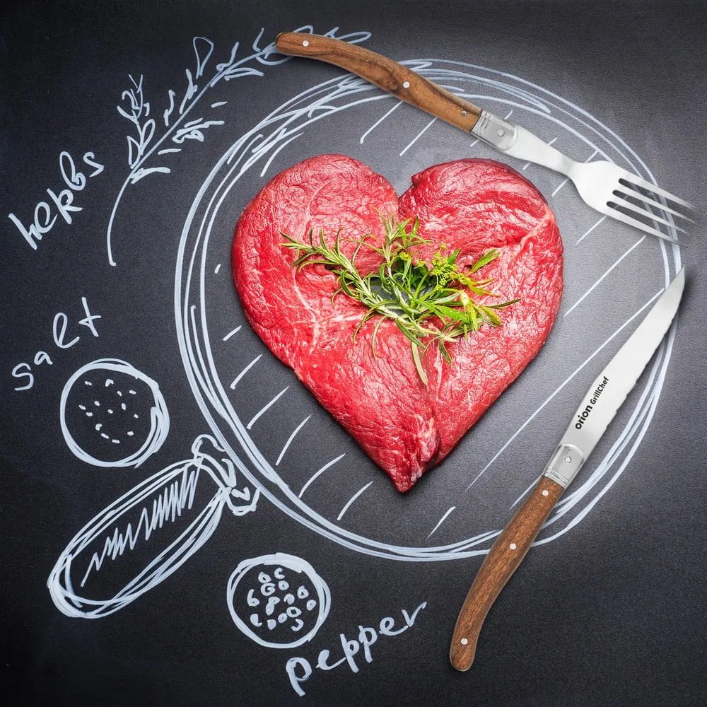 Ezüstszínű-natúr színű rozsdamentes acél evőeszköz készlet 2 db-os – Orion