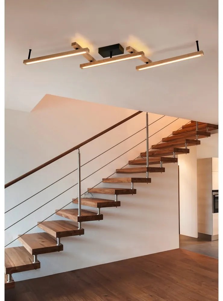 Fekete-natúr színű LED mennyezeti lámpa távirányítóval 10x180 cm Bellari – Trio