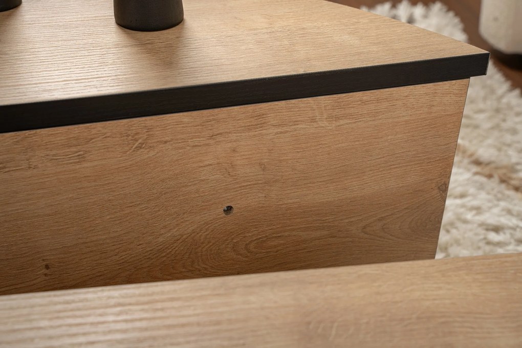 Dohányzóasztal Orion - Honey Oak, Fekete