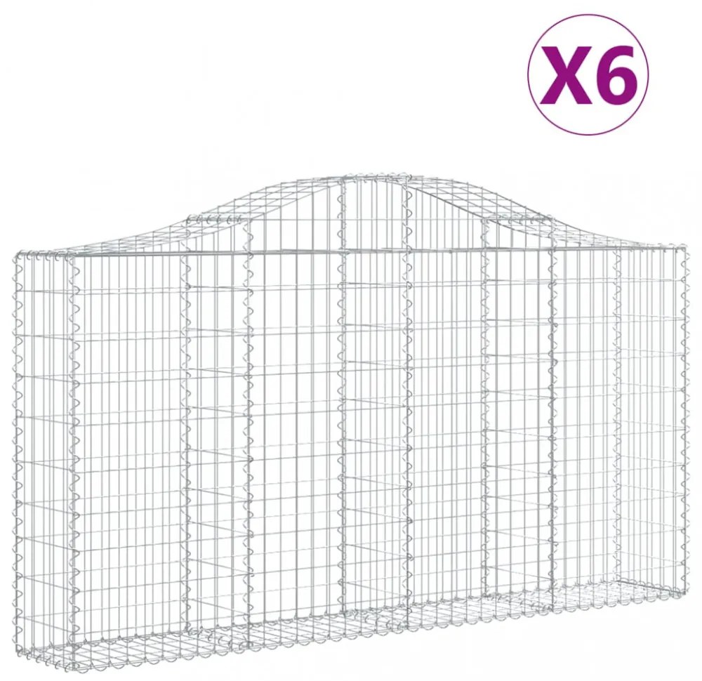 6 db íves horganyzott vas gabion kosár 200x30x100/120 cm