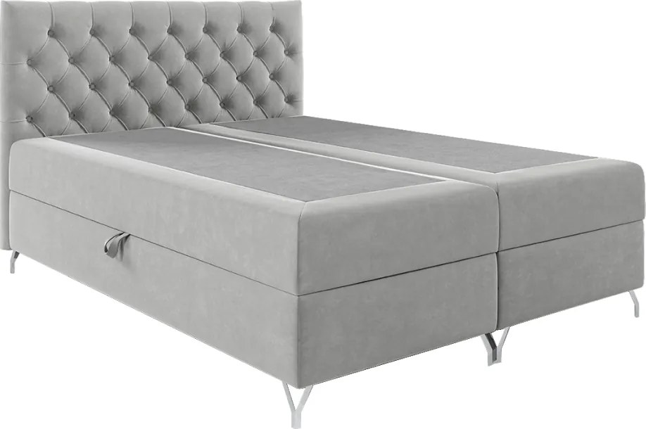 Boxspring ágy, 180x200, világosszürke Velvet szövet, GULIETTE + ajándék