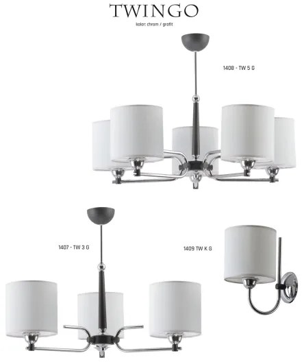 Jupiter 1407 - TW 3 G -  Csillár rúdon TWINGO 3xE27/60W/230V