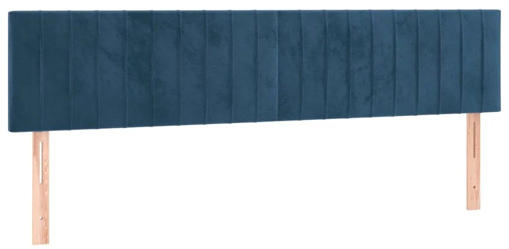 sötétkék bársony LED-es fejtámla 180x5x78/88 cm