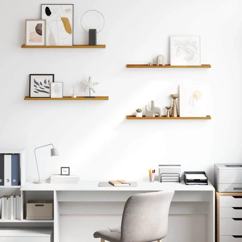 vidaXL Falpolc polcokkal tárolóval 4 pcs Bézs 80 x 9 x 3 cm Faanyag