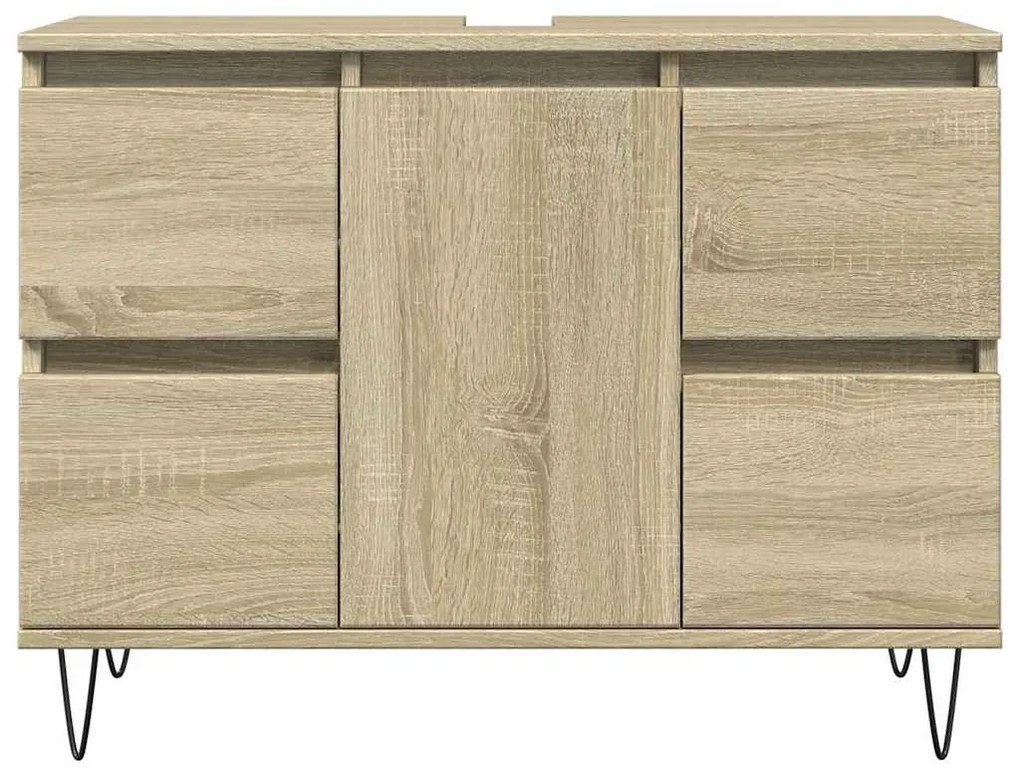 Sonoma tölgy színű szerelt fa mosdószekrény 80 x 33 x 60 cm