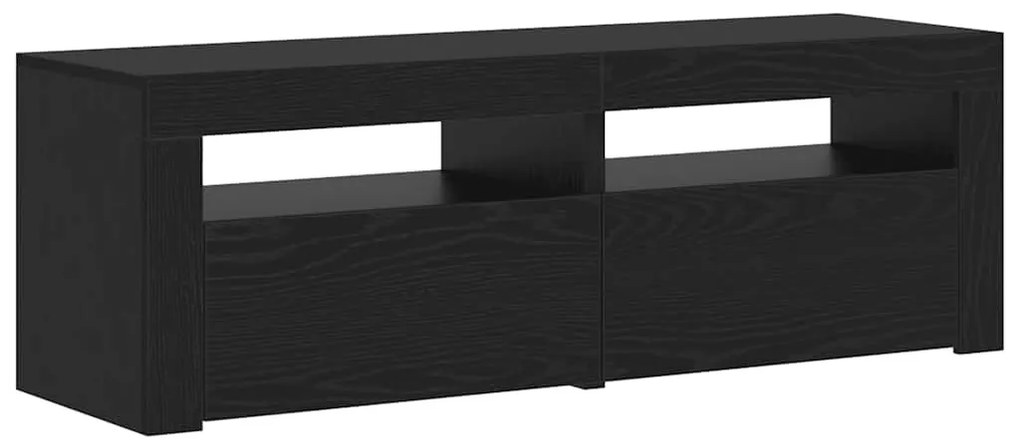 fekete tölgy szerelt fa TV-szekrény LED-ekkel 120x35x40 cm