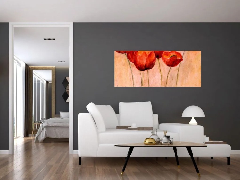 Kép - piros tulipán (120x50 cm)