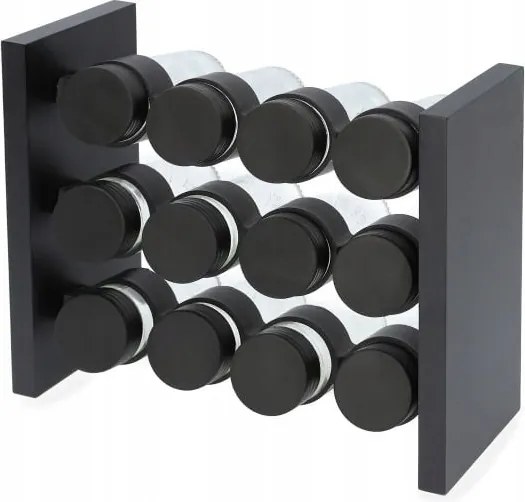 Otto fűszertartó fekete 12 tégely 26x10x21 cm Homla