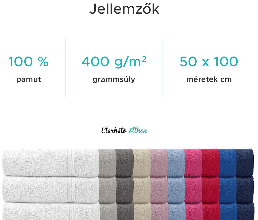 ELEGANZA törölköző 50x100 cm bordó, 100% pamut