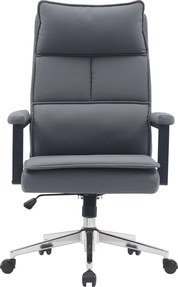 Irodai szék, szürke ekobőr/króm, KAHIL