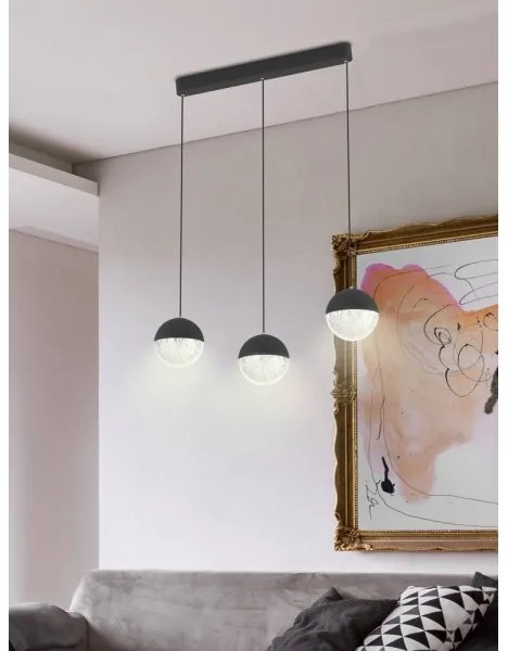 LED Csillár zsinóron FURNI 3xLED/5W/230V fekete