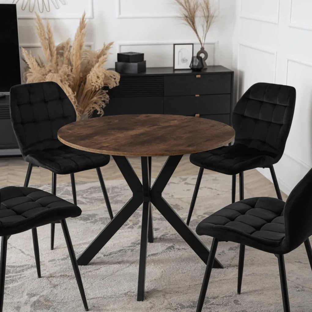 Stół LAUREN 80 cm Dąb Rustykalny/Czarny