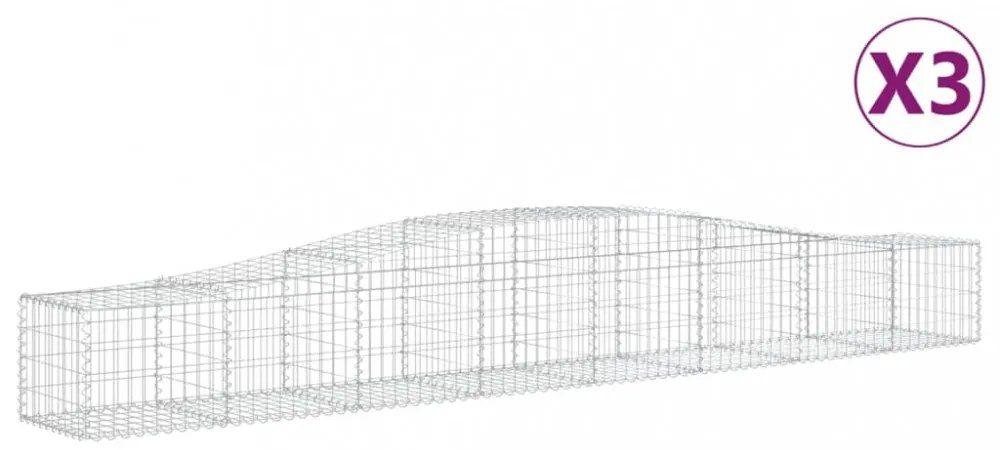 vidaXL 3 db íves horganyzott vas gabion kosár 400x50x40/60 cm