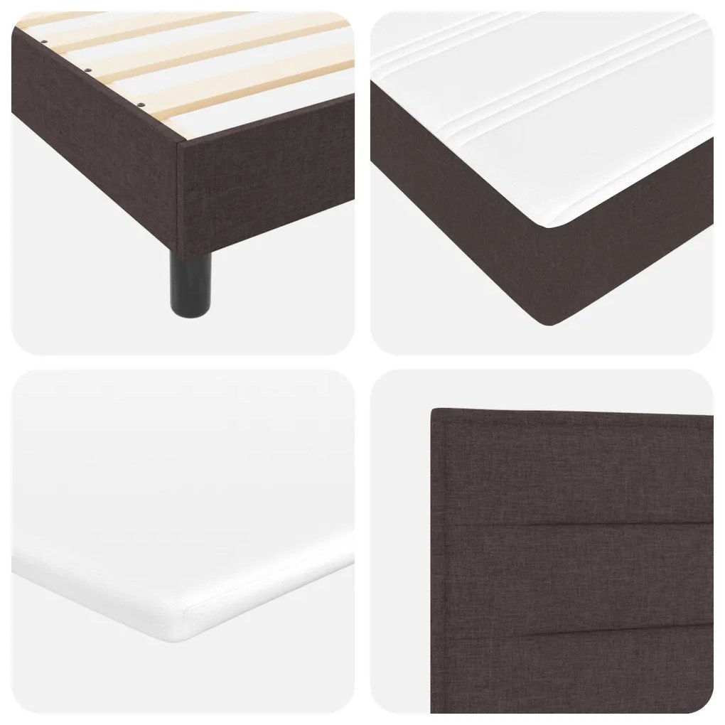 Boxspring Ágy Matrac Nélkül Sötétbarna 100x200 cm Szövet