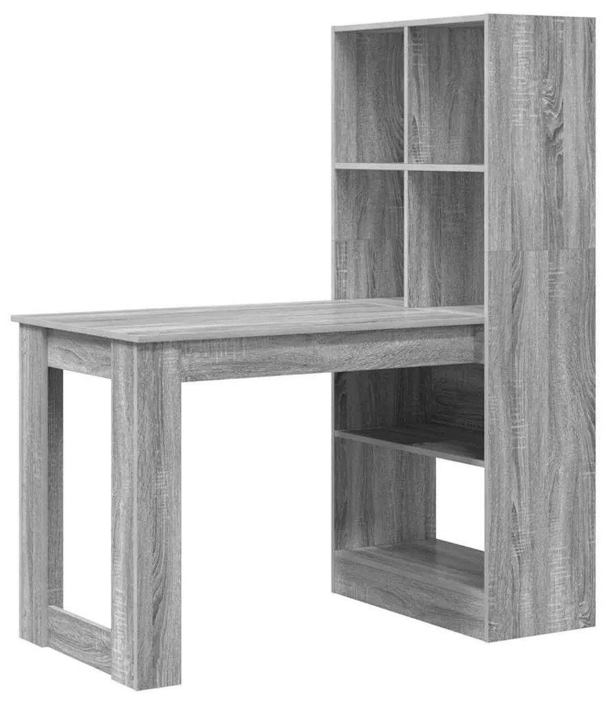 Asztal polcokkal Szürke Sonoma 122 x 67 x 145 cm Faanyag
