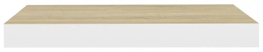 2 db tölgyszínű és fehér MDF lebegő fali polc 40 x 23 x 3,8 cm