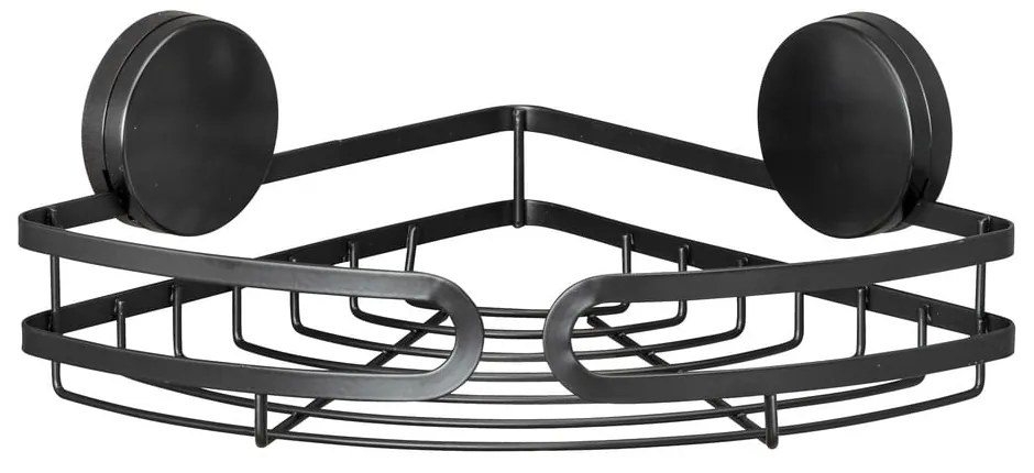 Static-Loc® Pavia fekete fali fürdőszobai sarokpolc, szélesség 27 cm - Wenko
